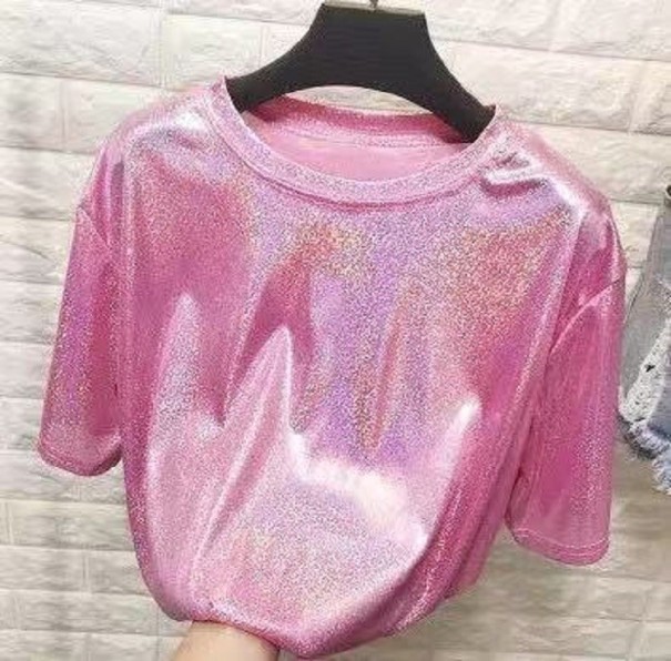 Glitzer-T-Shirt für Damen rosa