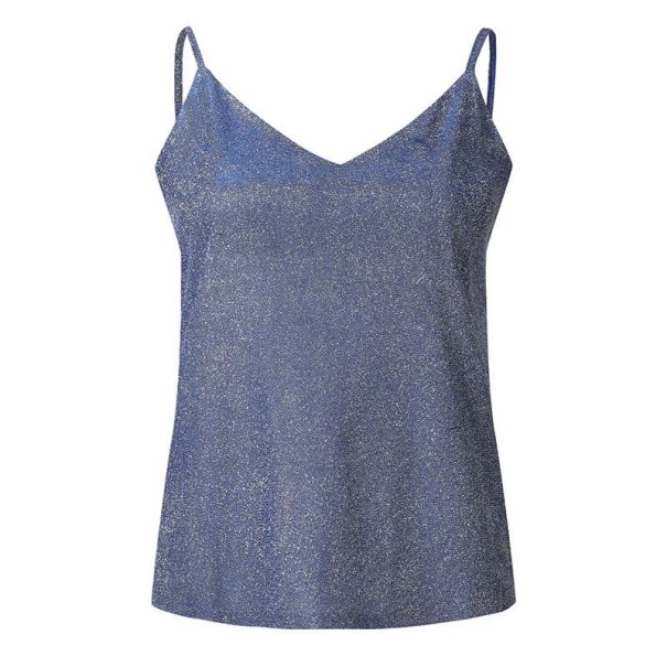Glitzer-Tanktop für Damen blau L