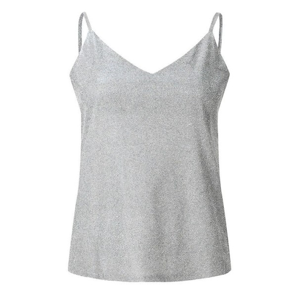 Glitzer-Tanktop für Damen silbern L