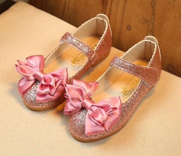 Glitzerballerinas für Mädchen mit Schleife rosa 28