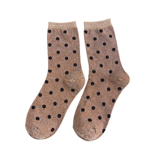 Glitzernde Damensocken mit Punkten braun