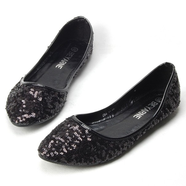 Glitzernde Pailletten-Ballerinas für Damen J1800 schwarz 39