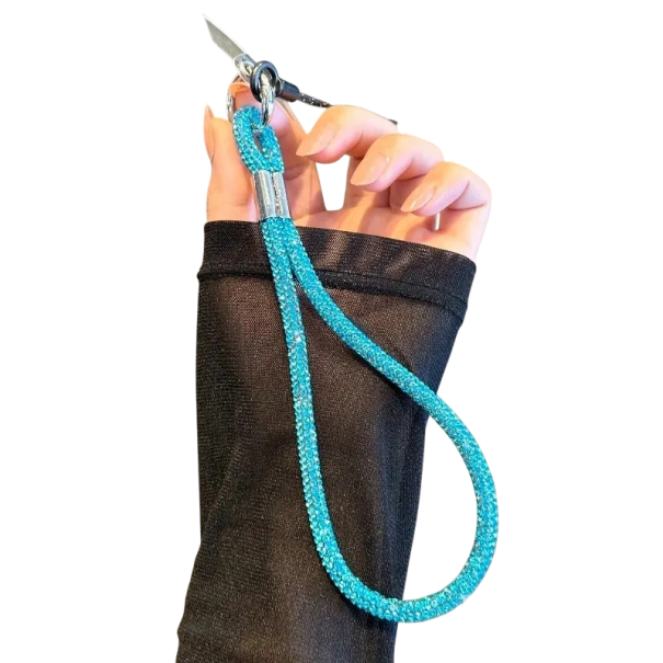 Glitzernder Steinanhänger für Handy oder Schlüssel Elegantes Handyzubehör Stilvoller Schlüsselanhänger mit Kristallen Dekoration für Handtaschen und Schlüssel blau