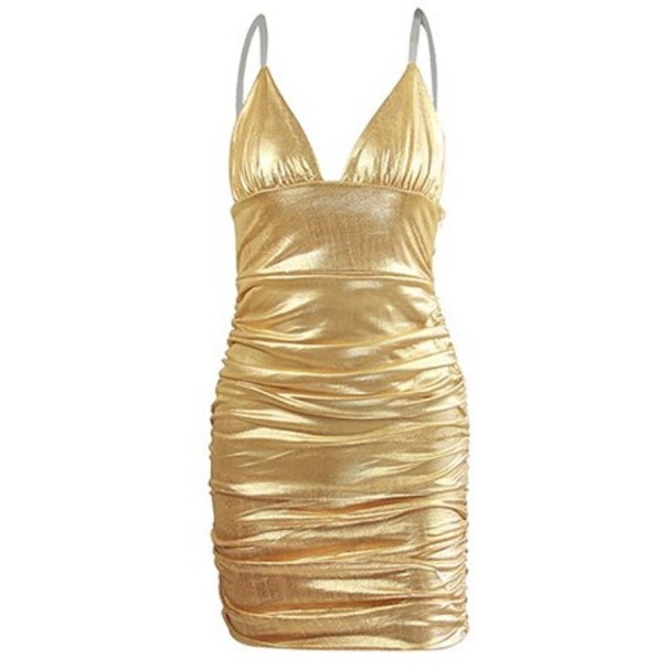 Glitzerndes Minikleid golden M