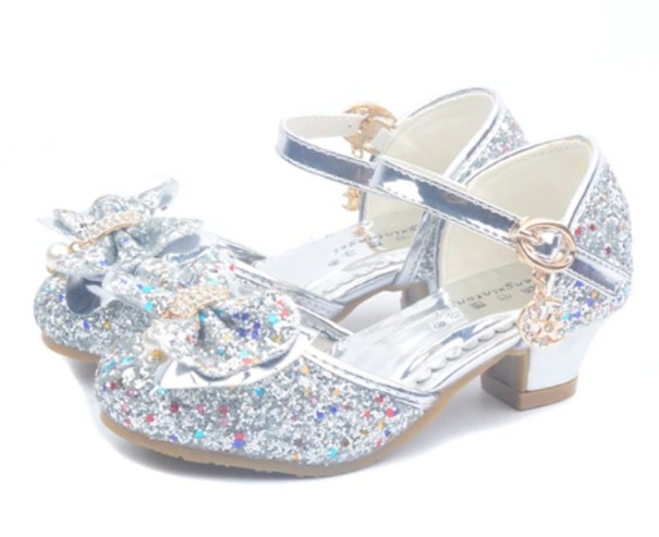 Glitzerpumps für Mädchen silbern 31
