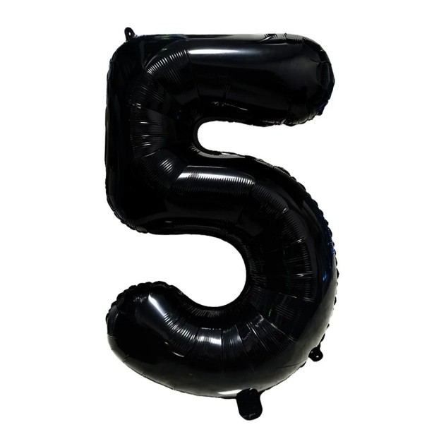 Globo de aluminio número 5 81,3 cm globo decorativo negro en forma de número decoración para fiestas de cumpleaños y aniversarios 1