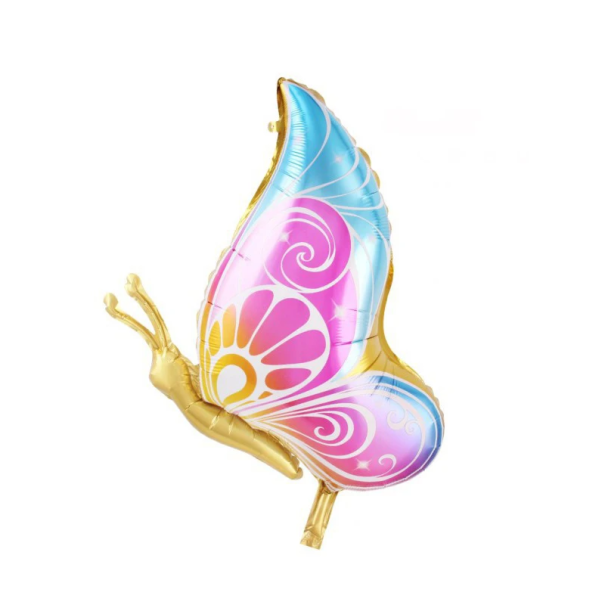Globo de foil 76 x 58 cm en forma de mariposa Decoración de fiesta Adorno inflable para celebración de cumpleaños Decoración nupcial y festiva dorado
