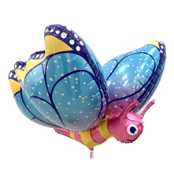 Globo de foil en forma de mariposa 76 x 57 cm Gran decoración para celebración de cumpleaños Decoración de fiesta Globo inflable para eventos azul