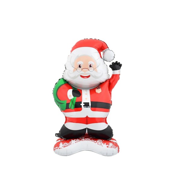 Globo de foil navideño Santa Claus 119 × 67 cm Globo decorativo en forma de Santa Claus para decoración de fiesta navideña 1