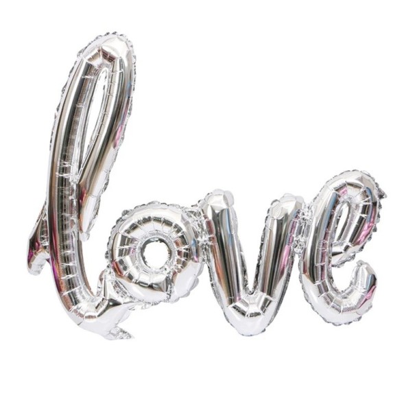 Globo inflable LOVE para decoración de San Valentín, fiesta, letrero con forma de globo, decoración romántica, celebración de bodas, aniversario, 73 x 43 cm plateado