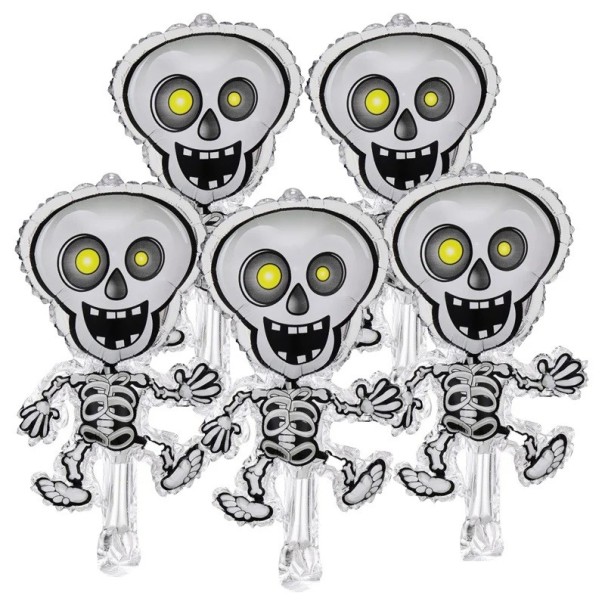 Globos de aluminio de Halloween, lindo globo de esqueleto, decoraciones inflables para fiesta de Halloween, globo de feliz Halloween para niños, 40 x 23 cm, 5 piezas 1