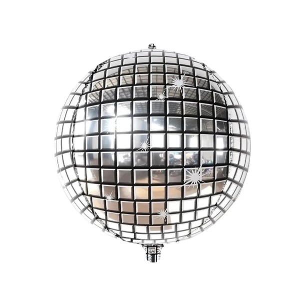 Globos de foil redondos 4D con patrón de mosaico espejo 4 unidades 56 cm Globos decorativos plateados para cumpleaños, fiestas y decoraciones festivas 1