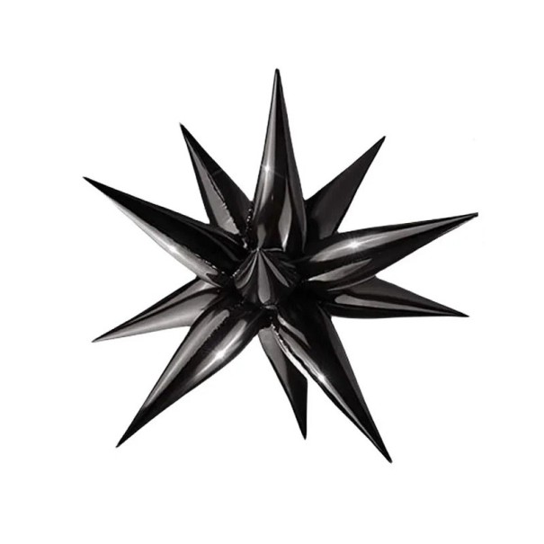 Globos de papel de aluminio con forma de estrella, decoraciones navideñas, decoraciones para fiestas, globos de colores con forma de estrella, globos inflables 3D, estrellas decorativas de papel de aluminio, 56 cm, 6 unidades negro