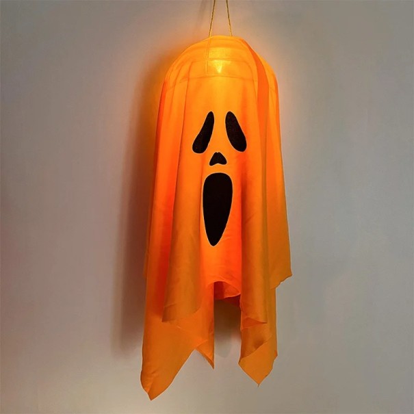 Glödande spöke inomhus med LED-lampa utomhus hängande spöke dekoration Spöklik halloween fest dekoration Halloween dekoration spöke hängande 52 x 15 cm orange