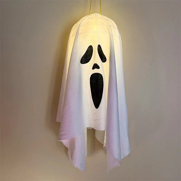 Glödande spöke inomhus med LED-lampa utomhus hängande spöke dekoration Spöklik halloween fest dekoration Halloween dekoration spöke hängande 52 x 15 cm