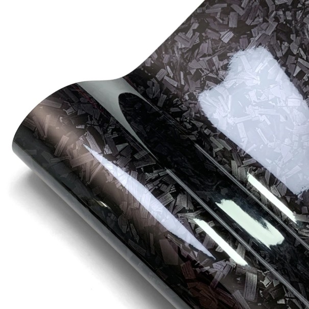 Glossy Black Car Wrap 50x300 cm with Forged Carbon Effect Self-Adhesive PVC Film for Car and Motorcycle 1