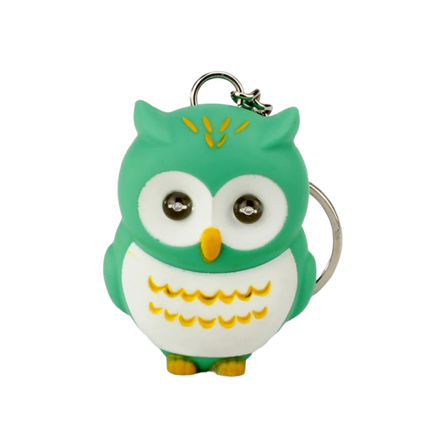 Glowing Owl Keyring green