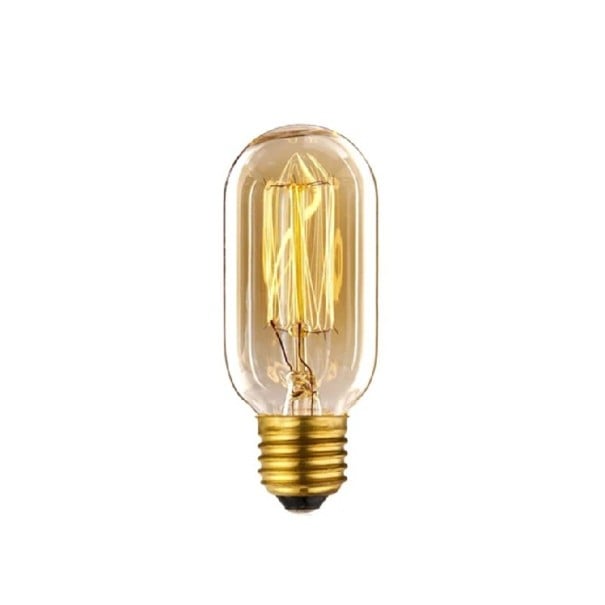 Glühlampe mit Faden T45 Röhrenform Sockel E27 40 W 220 V Abstrahlwinkel 360° Bernsteinfarbenes Glas Abmessungen 112 x 45 mm Für Deckenleuchten und Hängeleuchten