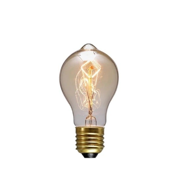 Glühlampe mit Spirale A19 Klassische Form Fassung E27 40 W 220 V Abstrahlwinkel 360° Bernsteinfarbenes Glas Abmessungen 111 x 60 mm Für Deckenleuchten und Hängeleuchten