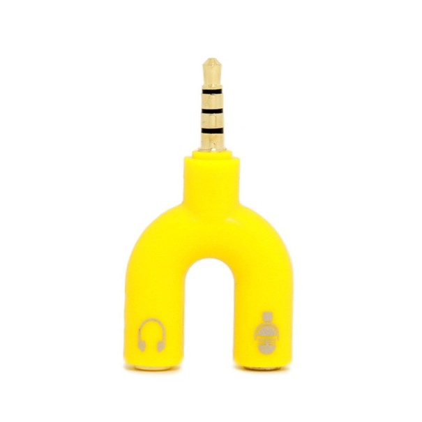 Gniazdo 3,5 mm na 2x gniazdo słuchawkowe 3,5 mm + mikrofon żółty