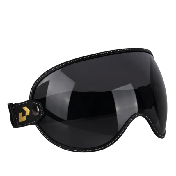 Gogle motocyklowe do kasku otwartego w stylu retro z regulowanym paskiem Gogle motocyklowe czarny