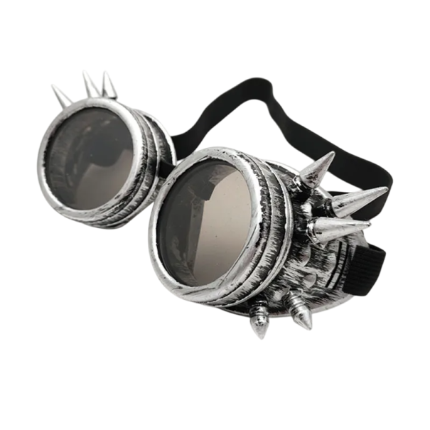 Gogle motocyklowe steampunk z metalowymi nitami Ochronne gogle motocyklowe retro Stylowy dodatek z regulowanym paskiem i wytrzymałą ramką szary