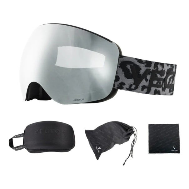 Gogle narciarskie 19,0 x 10,5 cm UV400 Unisex Poliwęglan Antyfog 19% Szare Vector Twarde etui Etui materiałowe Ściereczka 1