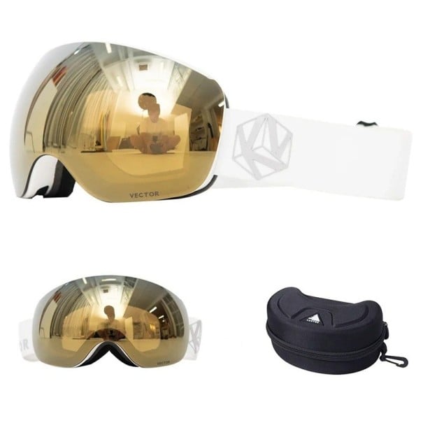 Gogle narciarskie 19 x 10,5 cm Unisex UV400 Poliwęglan Antyfog z Twardym Etui Białe z Wzorem Vector Sporty Na Świeżym Powietrzu Stylowe 1