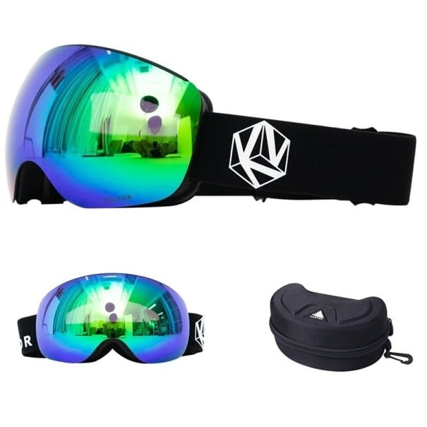 Gogle narciarskie 19 x 10,5 cm Unisex UV400 Poliwęglan Antyfog z Twardym Etui Czarne z Wzorem Vector Sporty Na Świeżym Powietrzu Stylowe 1