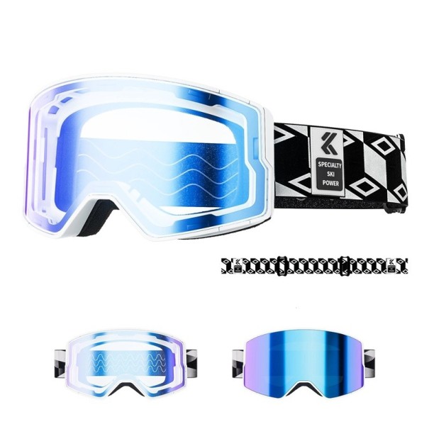 Gogle narciarskie unisex 13 x 9,2 cm Dwuwarstwowe UV400 Ochrona przed promieniowaniem UV Gogle na narty snowboard sporty zimowe niebieski