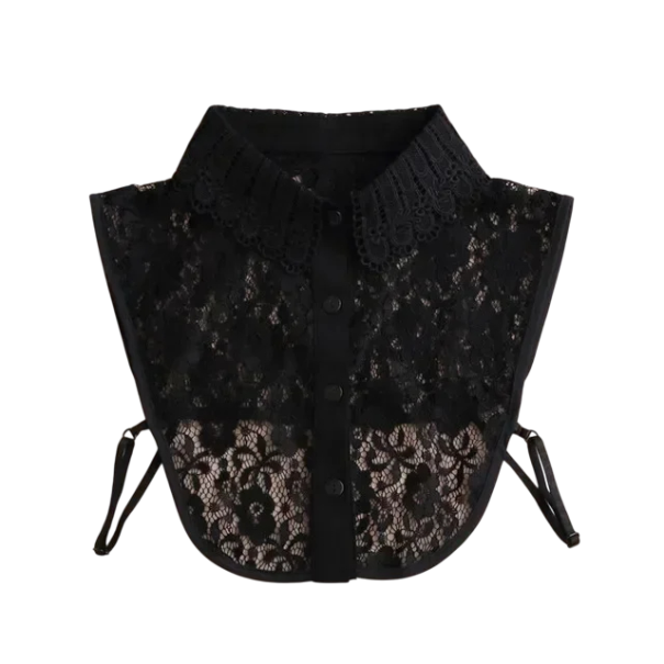 Gola falsa de renda para mulheres Gola removível elegante para senhora Acessório de renda estiloso para suéter, blusa ou vestido Decoração da moda preto