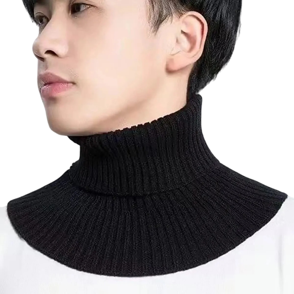 Gola falsa para homem em malha de algodão Cachecol de inverno quente Acessório elegante para o tempo frio Confortável e estiloso preto
