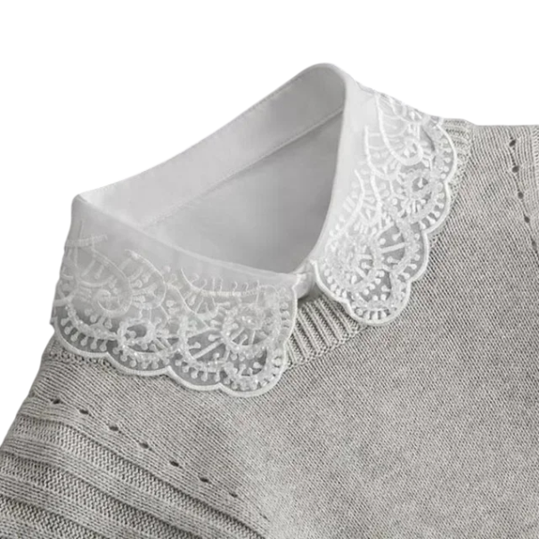 Gola falsa para mulheres com rendas Gola removível elegante Gola decorativa para suéter, blusa ou vestido Acessório romântico branco