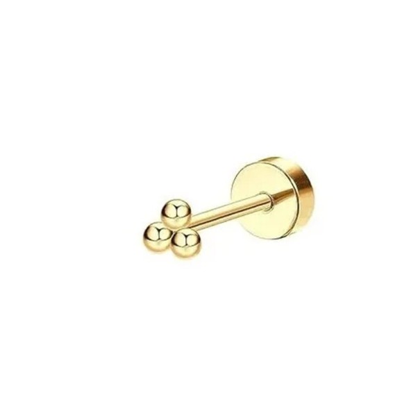 Gold Piercing 3 Balls 6 x 5 x 0.8 mm Surgical Steel Delicate Minimalist Piercing with Triple End for Everyday Wear 1