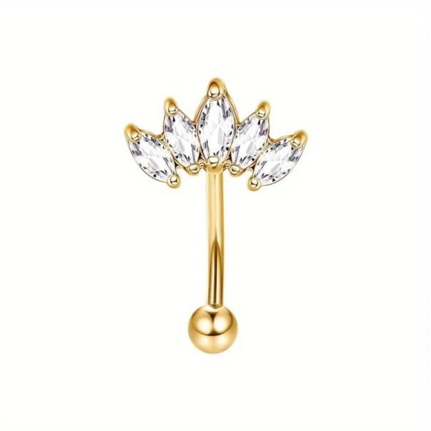 Gold Piercing in Stainless Steel 8 x 1.2 mm Five Diamonds Delicate Decorative Jewellery for Nose Ear Cartilage 1