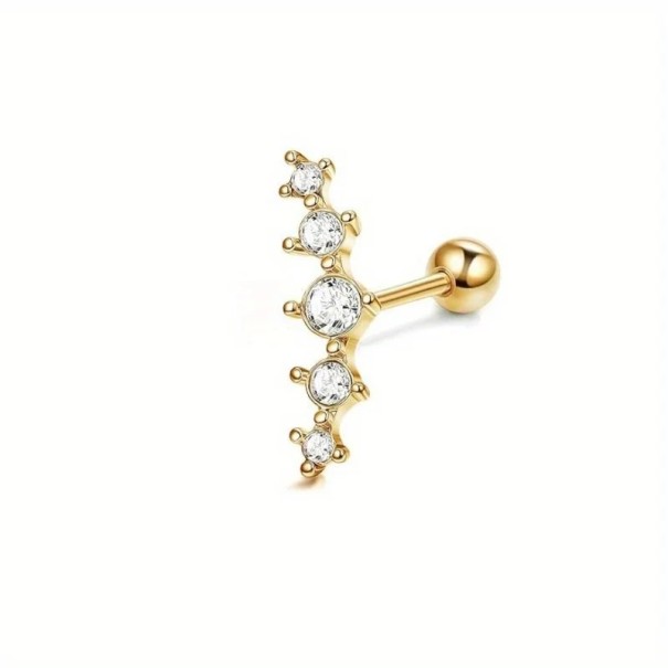 Gold Piercing with Diamonds in Surgical Stainless Steel Elegant Body Jewellery with Delicate Sparkling Decoration 1
