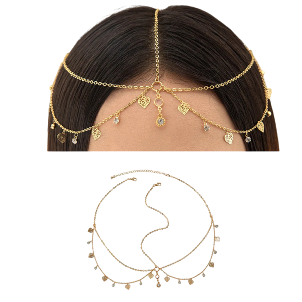 Goldene Krone Haarband mit dekorativen Herzchen Dekorative Haarzierde Stirnband festliche Haarschmuck 1