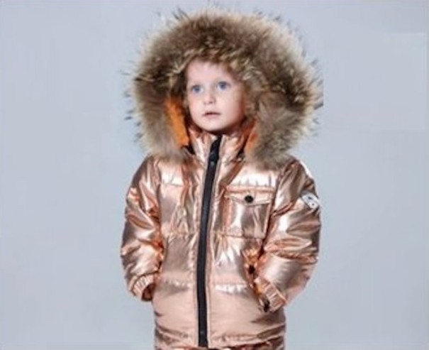 Goldene Mädchenjacke mit Fell 2