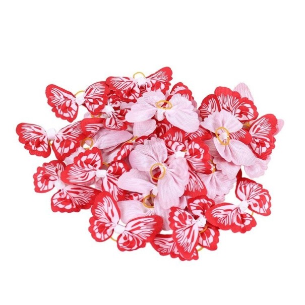 Gomas elásticas para perros con forma de mariposa rojo 50 uds.
