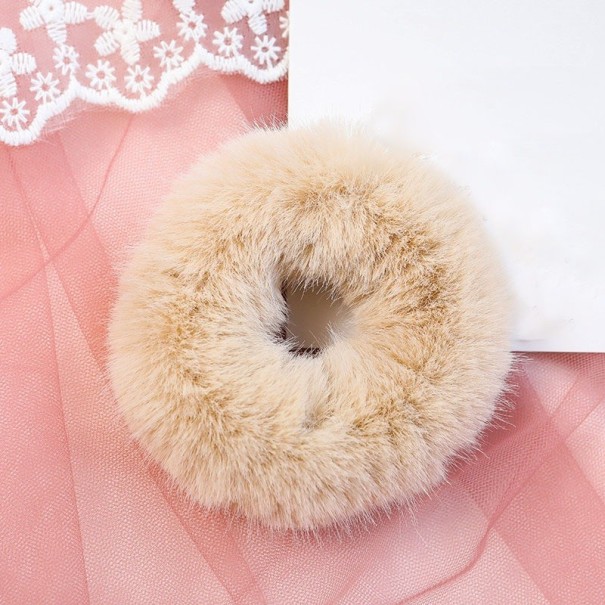 Gomma per capelli in peluche beige