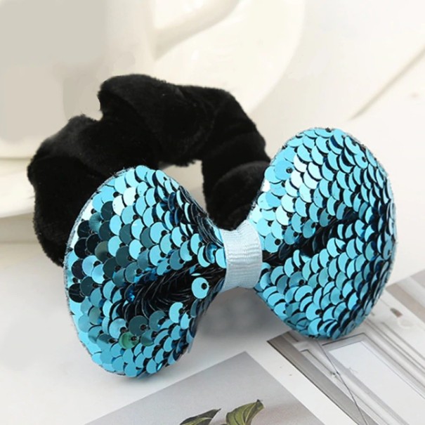 Gomme à cheveux avec des paillettes bleu