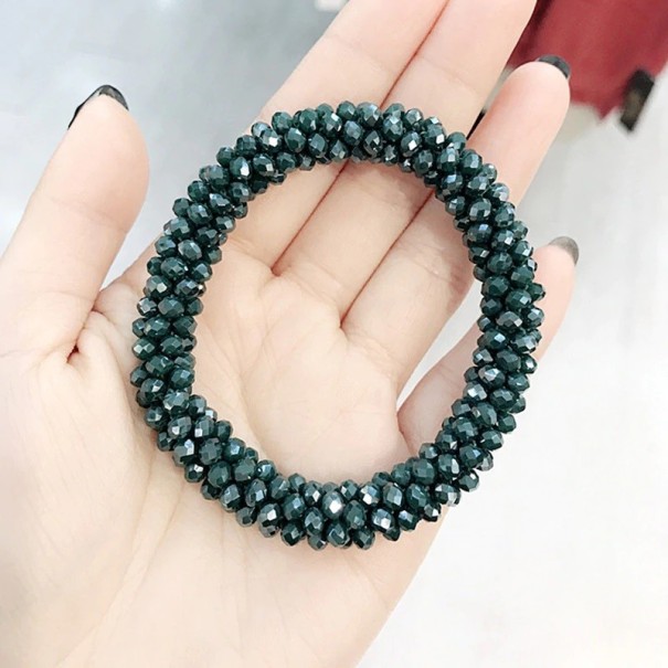 Gommette à cheveux avec perles vert foncé