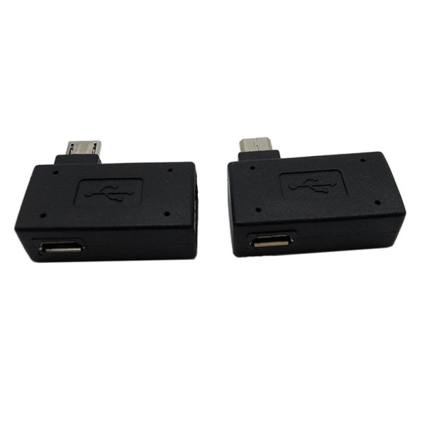 Γωνιακός προσαρμογέας Micro USB αρσενικό σε USB θηλυκό και Micro USB θηλυκό 2 τμχ Για τηλέφωνα και άλλες συσκευές με Micro USB Γωνία 90° Μαύρος 1