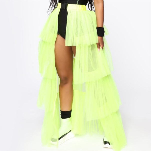 Gonna a strati da donna con cintura giallo neon 1