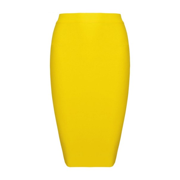 Gonna a tubino da donna al ginocchio giallo XS