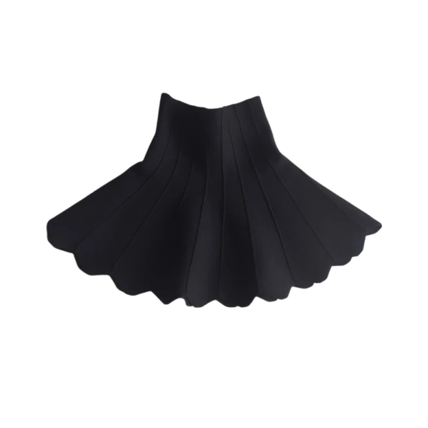 Gonna da bambina Unicolore con fondo ondulato Sotto il ginocchio Acrilico Leggera gonna elegante per l'uso quotidiano nero 3