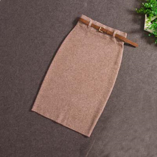 Gonna da donna con cintura A1163 beige