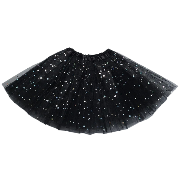 Gonna da ragazza 2–8 anni Monocromatica In pizzo con glitter Sotto il ginocchio Acrilico Gonna da festa per piccole signorine nero