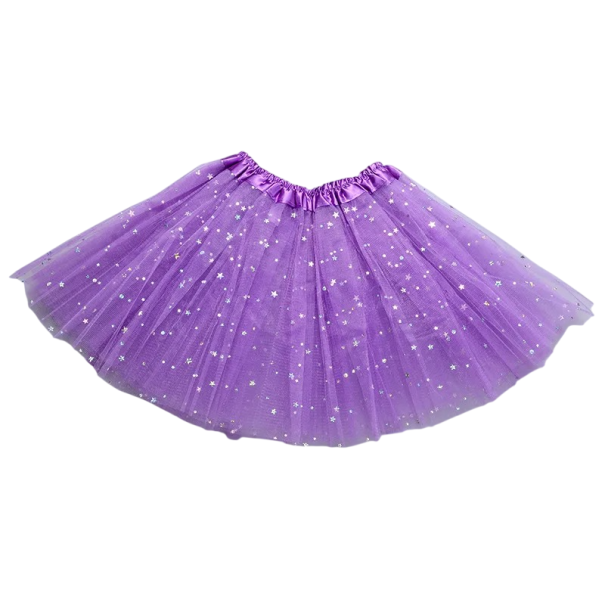 Gonna da ragazza 2–8 anni Monocromatica In pizzo con glitter Sotto il ginocchio Acrilico Gonna da festa per piccole signorine viola chiaro