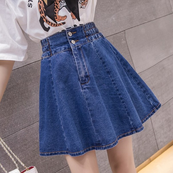 Gonna di jeans da donna con vita alta blu scuro L